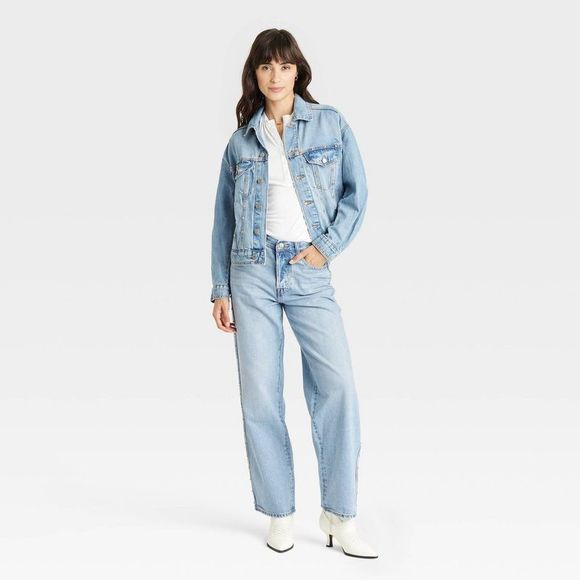 Universal Thread Women's Studded Denim Trucker Jacket - Picture 3 of 3